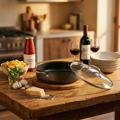 Bellavita Deep Family Pan with Lid by Bellavita Cookware - Premium Setup