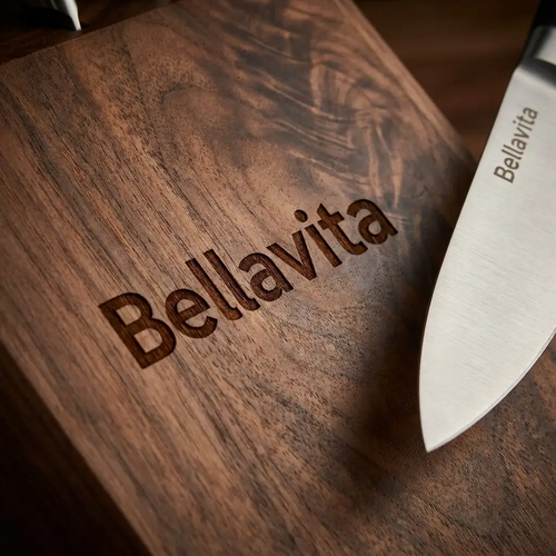 Bellavita 5-Piece Knife Set with Walnut Block