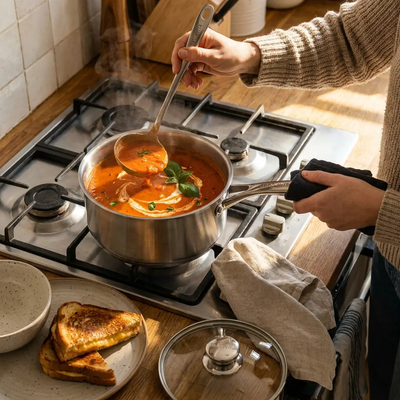 Bellavita Titanium Saucepan with Lid - Family Kitchen