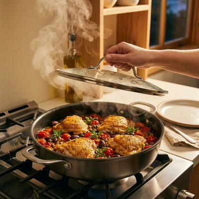 Bellavita Titanium Everyday Pan with Lid by Bellavita Cookware - Food Lifestyle