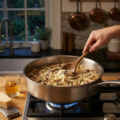 Bellavita Titanium Saute Pan with Lid by Bellavita Cookware - Food Lifestyle