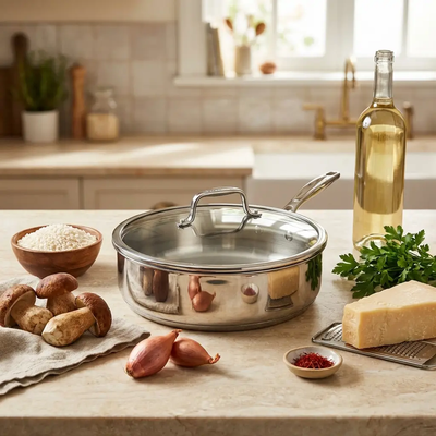 Bellavita Titanium Saute Pan with Lid by Bellavita Cookware - Premium Setup