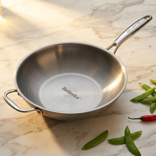 Bellavita Titanium Wok with Flat Base